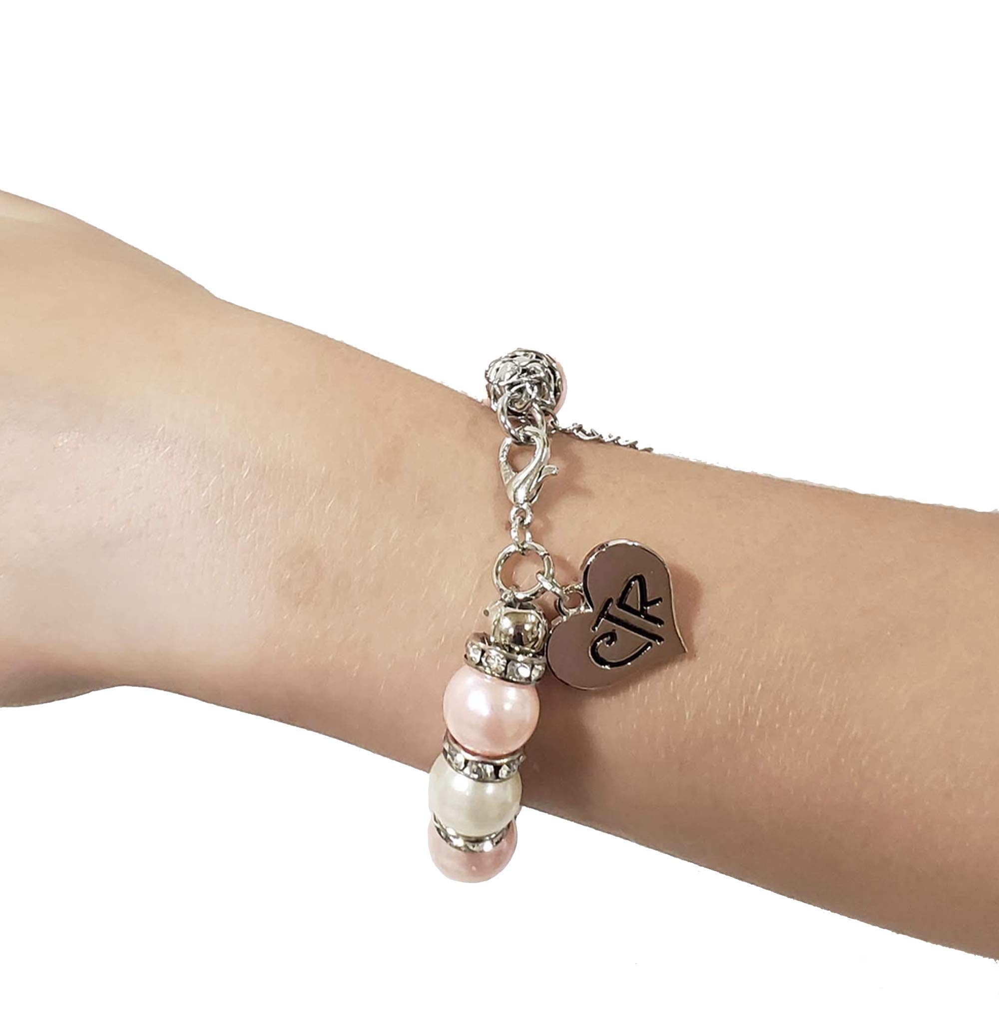 LDS Baptism Gift, CTR Charm Bracelet, Pink and White Faux Pearls with Crystals, Choose The Right Gifts for Girls, Presents From Grandma, Mom, Aunt, Uncle, Granddaughter Daughter Present, Baptize Birthday Communion Jewelry