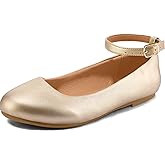 K KomForme Girl's Ballerina Flat Ankle Strap Dress Ballet Flat Shoes(Toddler/Little Kid/Big Kid)