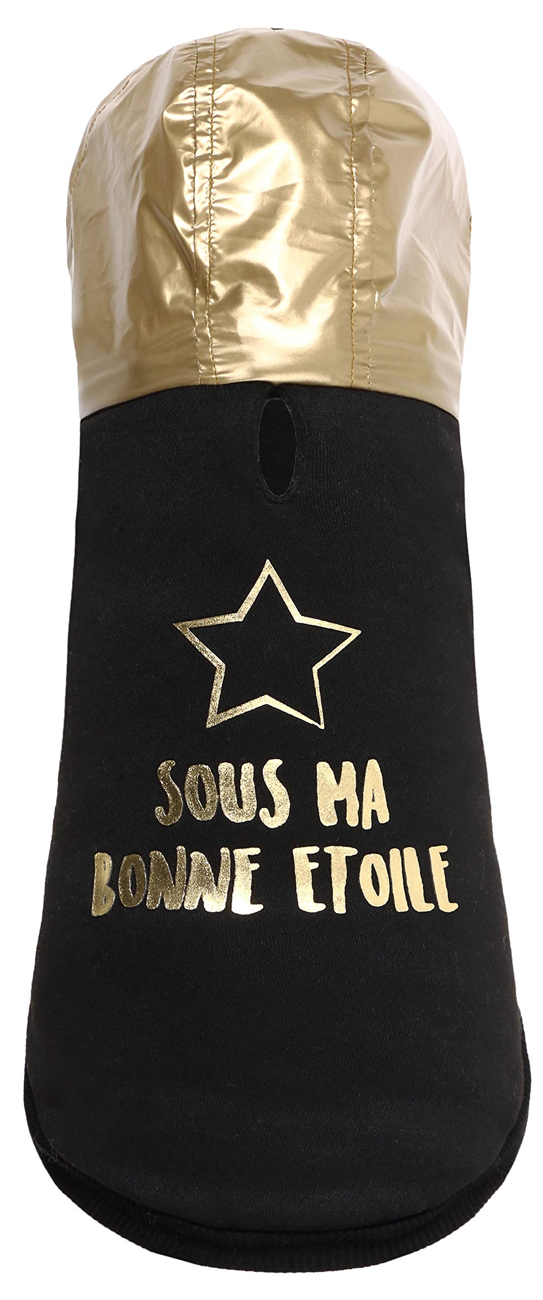 Wouapy Wouapy Sweatshirt "Sous Ma Bonne Etoile" Size 24 Black and Gold Hoodie for Dogs and Other Dogs