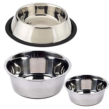 KING INTERNATIONAL Stainless Steel Dog Bowl 4000 ML PET Bowl + 3000 ML Dog Bowl + Free 200 ML Dog Bowl