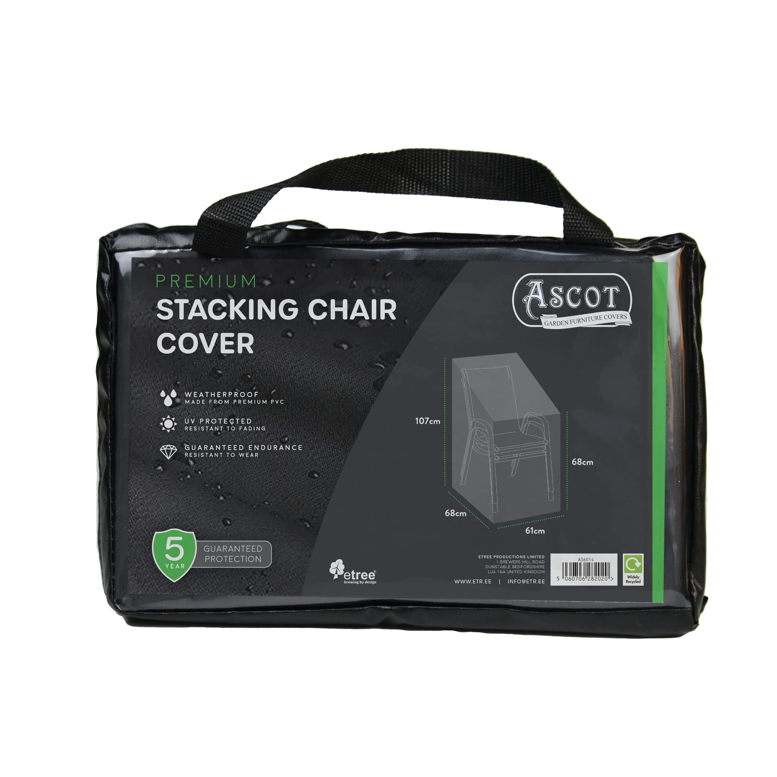 Ascot Premium Stacking Chair Cover - 61 X 68 X 68/107 (H) cm Deep Black