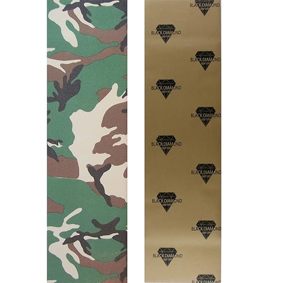 Black Diamond Skateboard Grip Tape Sheet Camo 9" Black