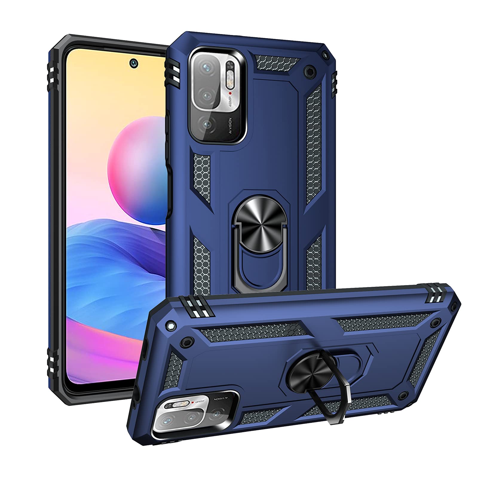 SHIEID Rugged Armor Case for Xiaomi Redmi Note 10 5G Shockproof and Bumper Back Cases with Kickstand Function Protective Phone Cover for Xiaomi Redmi Note 10 5G-Royal blue