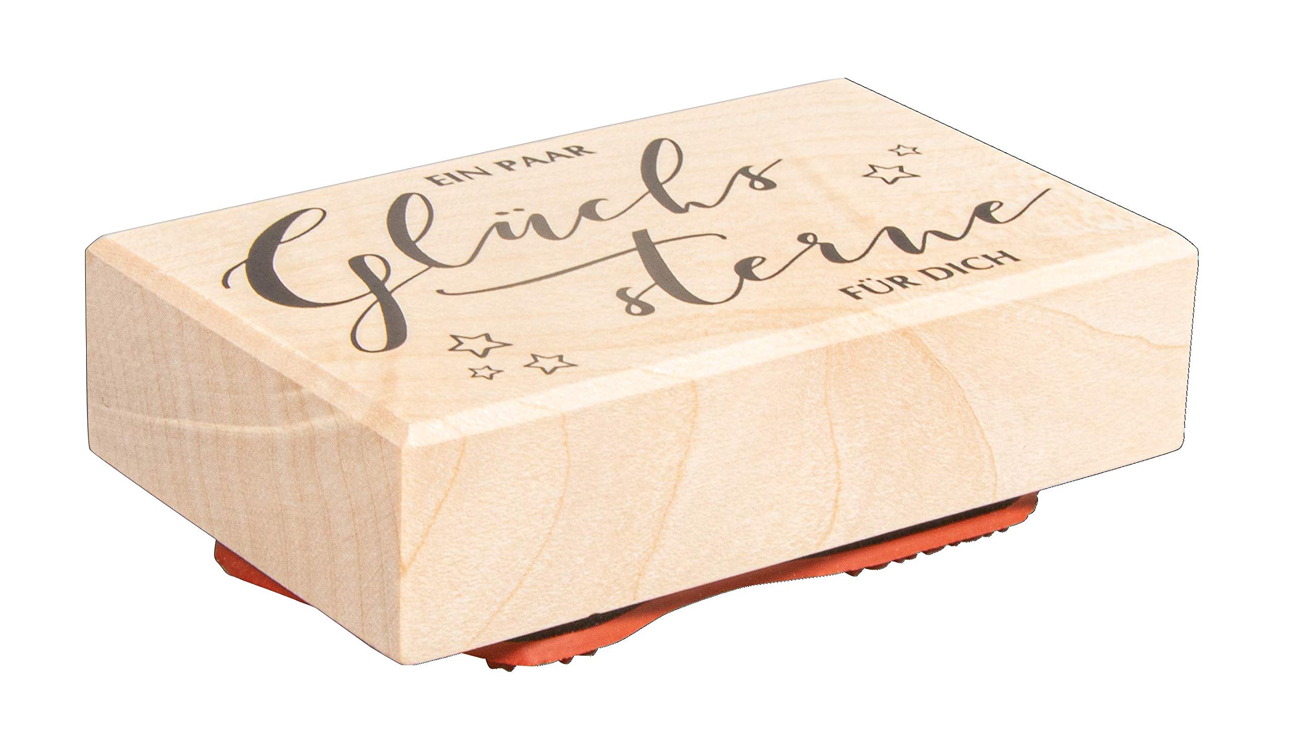 Rayher Wood Mounted Rubber Stamp with Seasonal Phrase, Craft Stamp with Star Design for Card Making and Scrapbooking, 5x8cm, 29215000