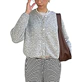 Women's Casual Cardigan Sweater Button Down Crewneck Soft Knit Lightweight Going Out Pullover Tops