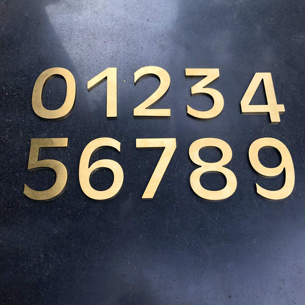 4 Inch Adhesive House Address Number Sticker 6 for Home Door Mailbox in 3D Modern Gold Metal by CandyCoCo