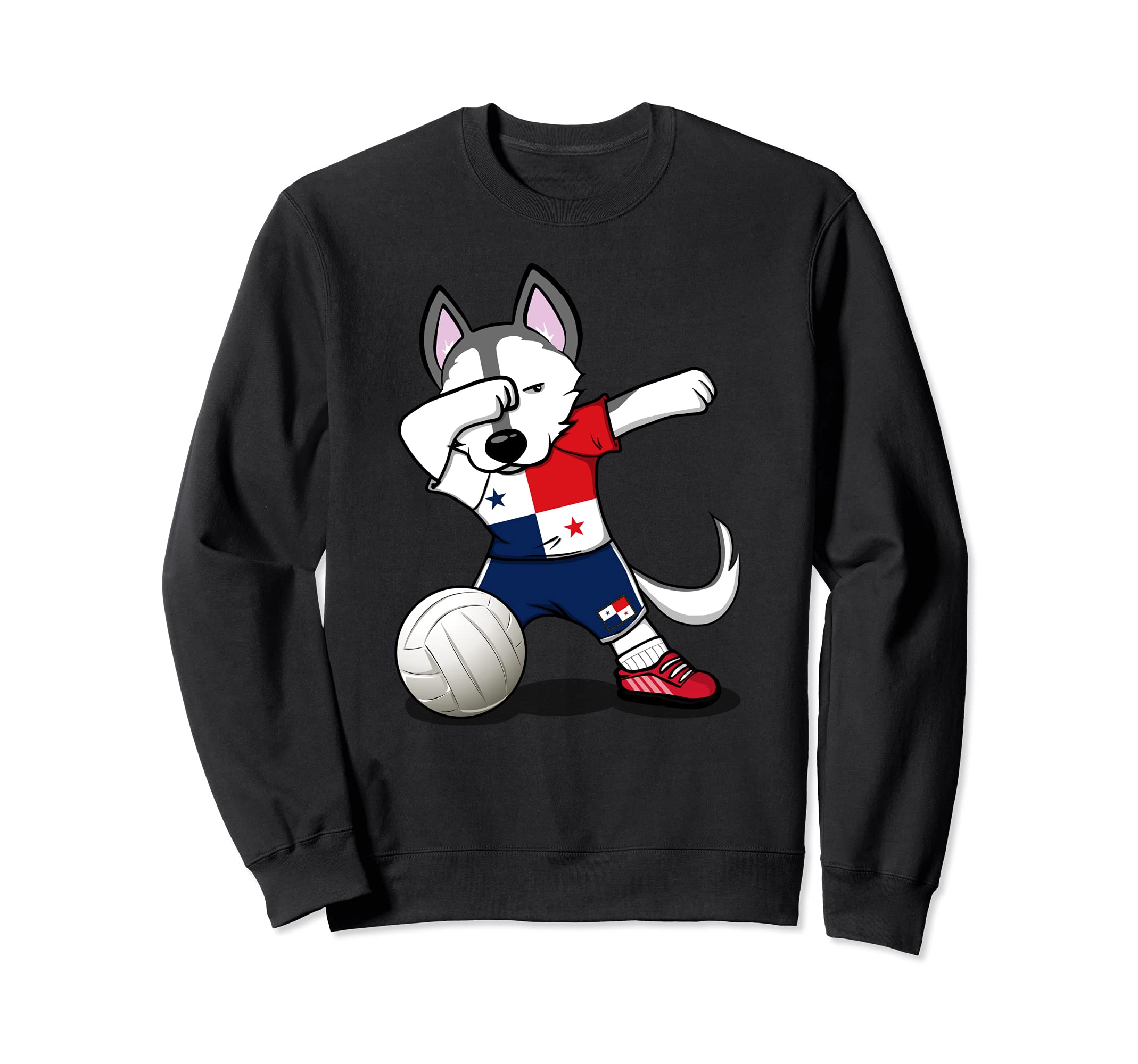 Dabbing Husky Panama Volleyball Fans Jersey Panamanian Flag Sweatshirt