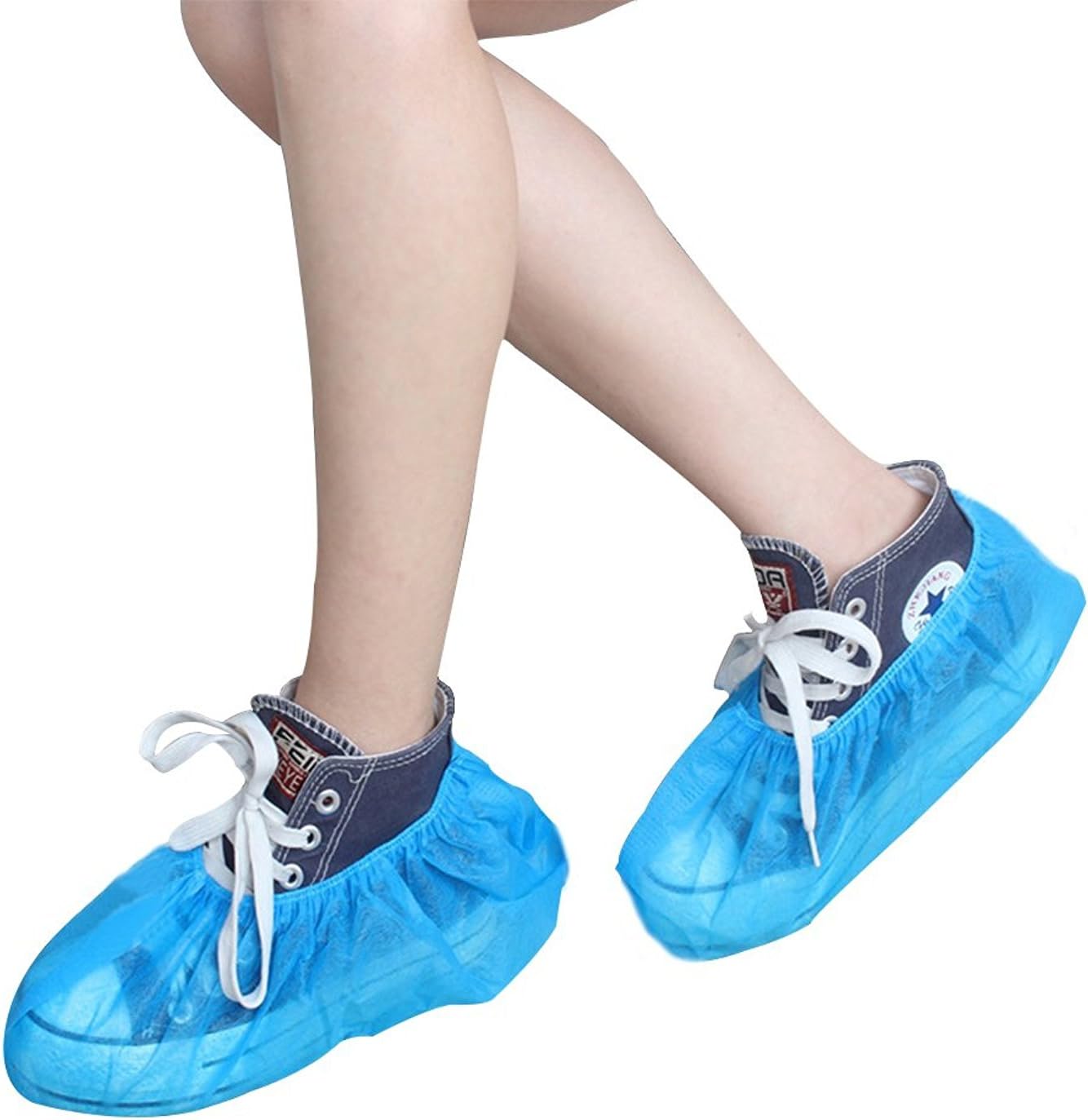 Highfive Anti-Skid Non-Slip Disposable Blue Shoe Covers (10pcs) (Blue)