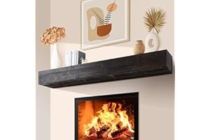 GoCampDirect Fireplace Mantle Shelf 72Inches - Handcrafted Wall Floating Mantel Shelf for Over Fireplace - Rustic Traditional Wooden Fireplace Mantels with Invisible Heavy Duty Wood Bracket Ebony
