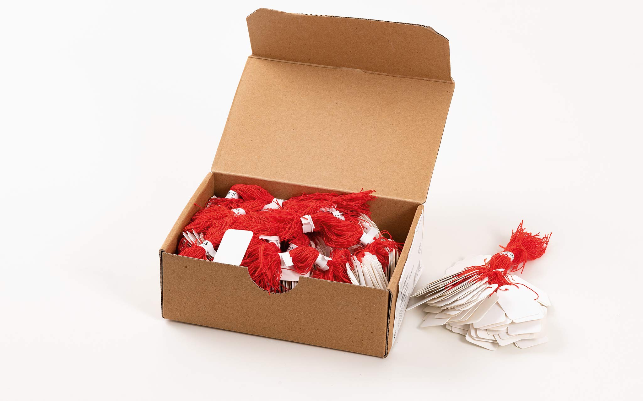 HERMA Hanging Tags with Red Thread, 1000 Pieces, 25 x 38 mm, Thread Length approx. 8 cm, Large Cardboard Price Tags, Marking Labels, Writable Tags, White — image 1