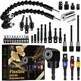 36pcs Flexible Drill Bit Extension Set, Including 105&deg; Right Angle Drill Attachmen, Rotatable Joint Socket 1/4 3/8 1/2 In Hex Socket Adapter, Bendable Drill Bit Extension Screwdriver Bit Kit