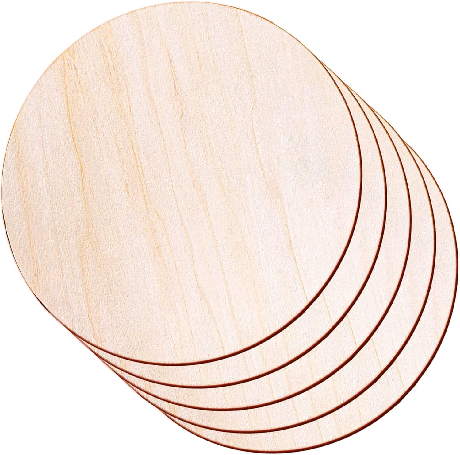 Round Wood Discs for Crafts, Audab 5 Pack 14 Inch Wood Circles Unfinished Wood Rounds Wood Plaque for Crafts, Door Hanger, Door Design, Wood Burning