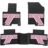 TTX LIGHTING Rubber Floor Mats for Kia Sportage 2023-2026 | Gas &amp; Hybrid, All Weather Heavy Duty Custom Fit Car Liners, 1st &amp; 2nd Row, Black &amp; Pink