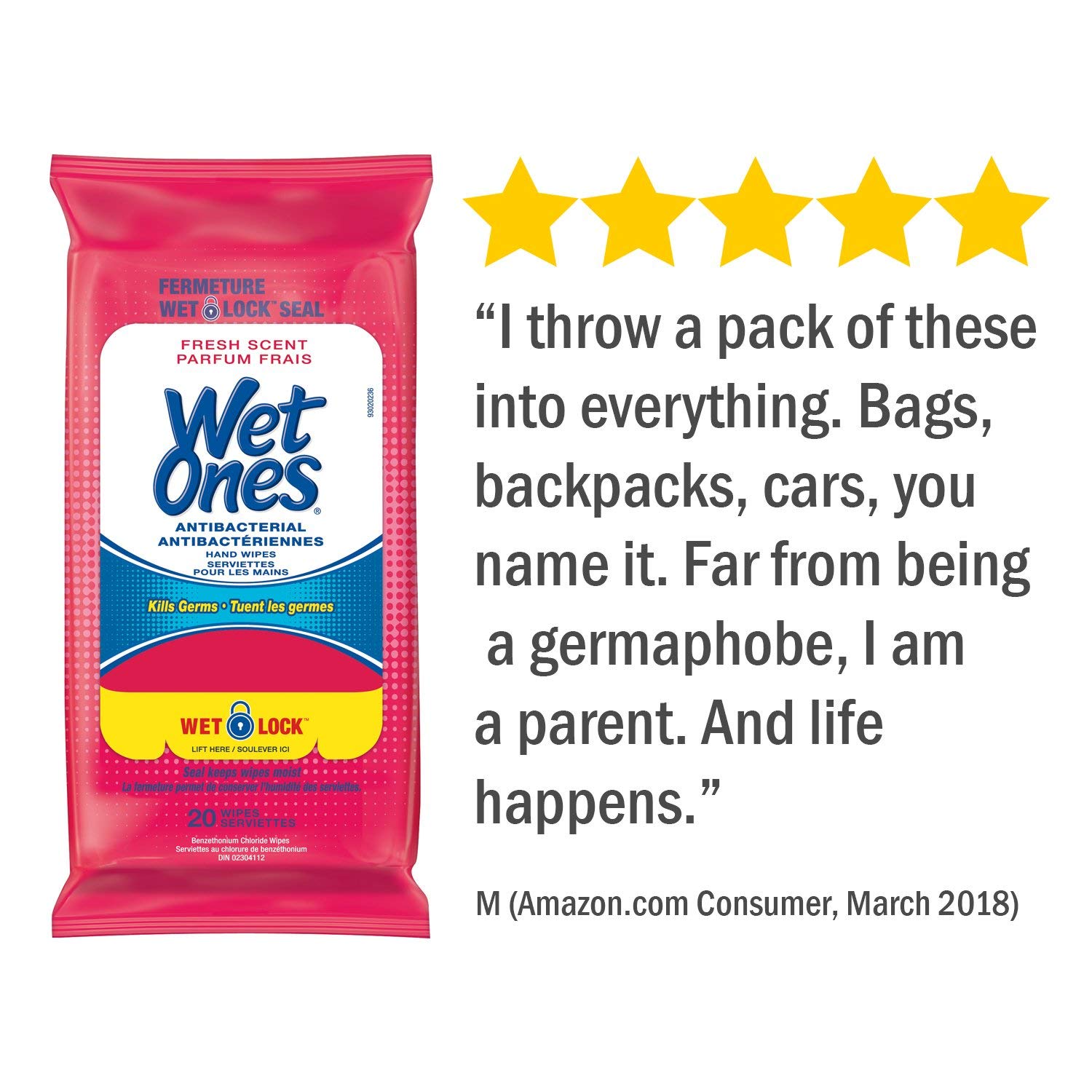 Wet Ones Antibacterial Hand Wipes, Fresh Scent, 20 Count (Pack of 10), Packaging May Vary : Beauty