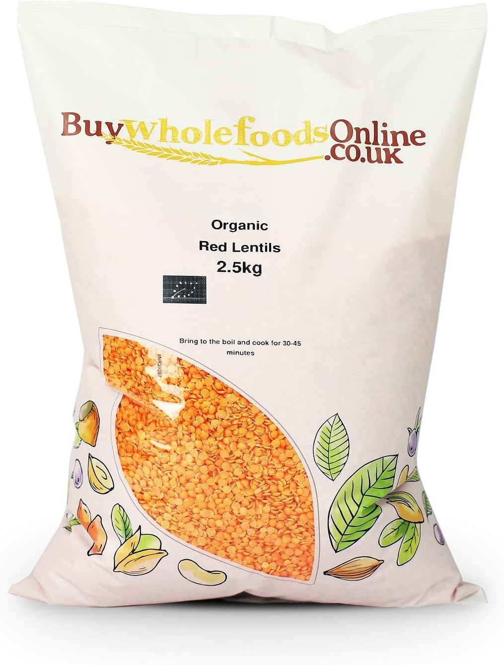 Buy Whole Foods Online Organic Red Lentils 2.5 kg