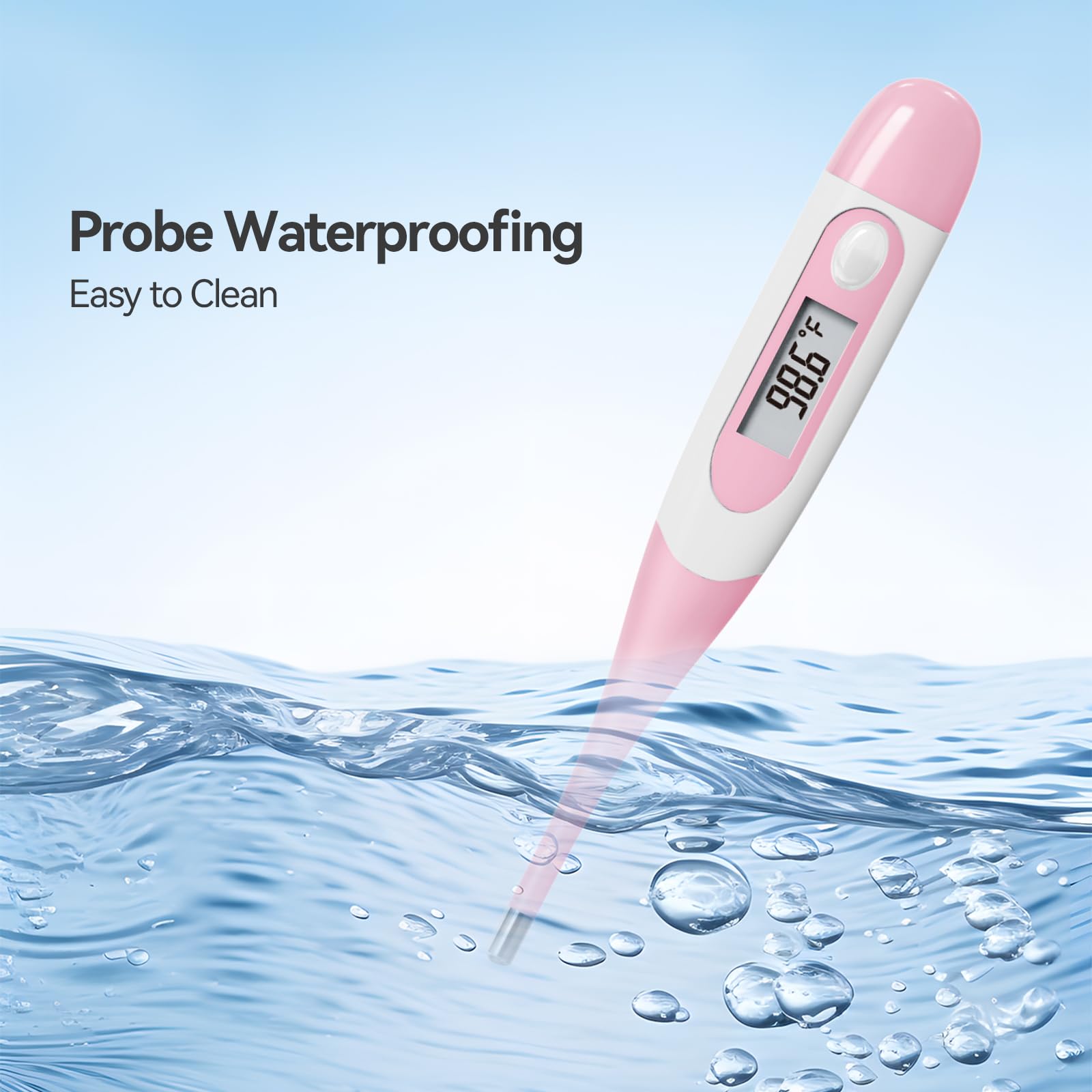 Clinical Digital Thermometer for Adults and Babies, Oral Armpit and Rectal Temperature Thermometer for Fever with Alarm, Flexible Tip