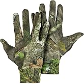 Drake Men's Stretch Fit Lightweight Breathable All-Season Camo Concealment Hunting Gloves | Rubberized Palm Grip, OSFM