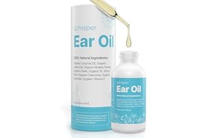 WHISPER Ear Oil Drops | Garlic Mullein Ear Drops for Clogged Ears, Ear Infection, Ear Wax Removal Drops, Itchy Ears & Earache Drops | Swimmers Ear Drops For Swimmers | Sweet Oil For Ears | Ear Tinnitus Relief