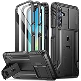 Poetic Revolution Case for Samsung Galaxy A17 / A16 5G, [Slide Camera Cover], [20FT Mil-Grade Drop Tested], Full-Body Rugged Shockproof Cover with Kickstand and Built-in-Screen Protector, Black