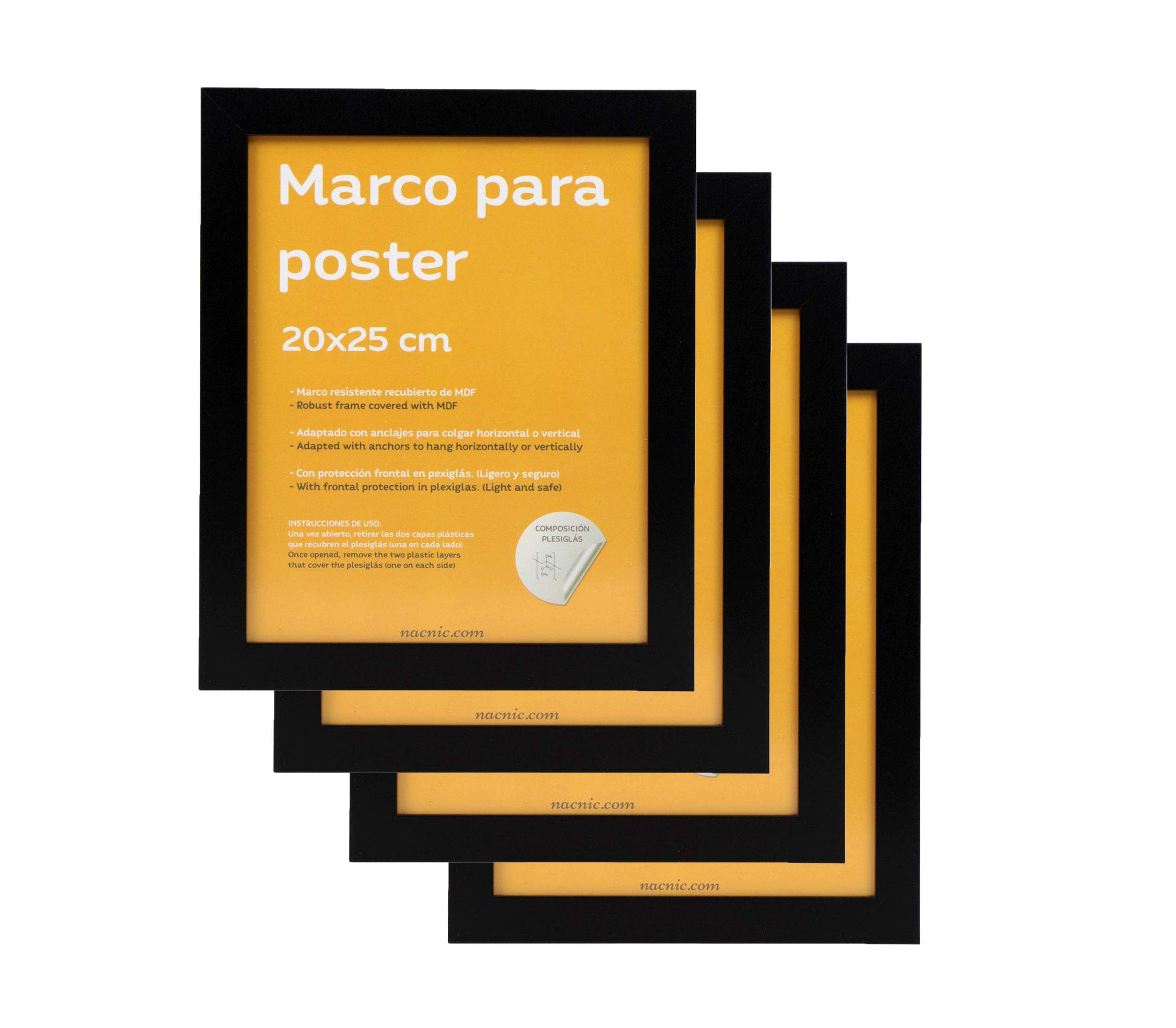 Nacnic Set of 4 Marcos Black 20x25cm size. Frame Color Black