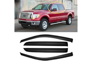 AWVRG Window Rain Guards for 2009-2014 Ford F150 Crew Cab, Window Visor Guard Vent Wind Shade Deflector Shield Protector Sun for 2010-2014 Ford F-150 SVT Raptor SuperCrew Cab, Outside-Mount, 4pcs