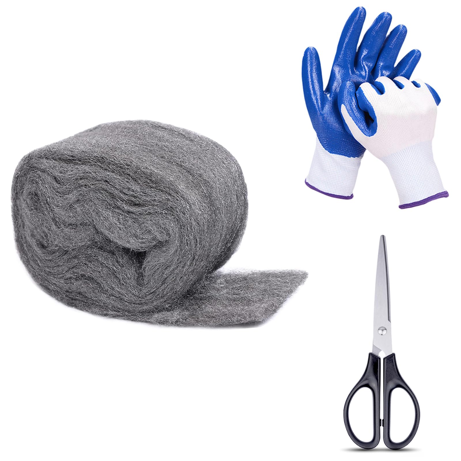 Photo 1 of Apalie 1Pack Steel Wool for Mice Control 3.2" x10.5 ft Wool, Gap Filler for Home & Garage, DIY Bundle with Gloves & Scissors