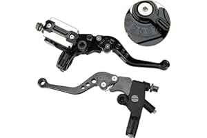 SOLLON Universal Motorcycle 7/8" 22mm Handlebar Brake Master Cylinder Reservoir Adjustable Clutch and Brake Lever CNC Left & Right Set for Harley Honda Kawasaki Suzuki Yamaha (Black)