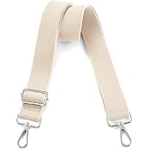 Hamdecro Wide Purse Strap Replacement Crossbody Shoulder Bag, Universal Adjustable Straps for Bags, Silver Buckle - Beige