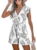 CUPSHE Women's Romper Tropical Flutter Sleeve Boho