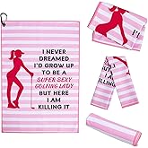 Women Golf Towel for Balls & Clubs with Clip,Pink Funny Cleaning Towel,Golf Accessories Golf Gifts for Ladies Grandma Mom Sister Golfer Lover Valentines Day.I'd Grow Up to Be A Super Sexy Golfing Lady
