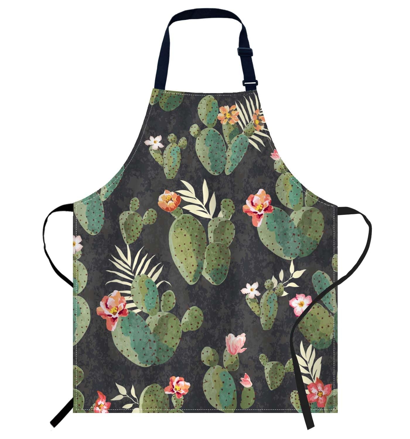 Smooffly Vintage Cactus Apron Adjustable Bib Chef Aprons Cooking Apron Unisex Women Men Aprons Perfect for Home Kitchen, Baking, Gardening, Restaurant, Coffee house BBQ