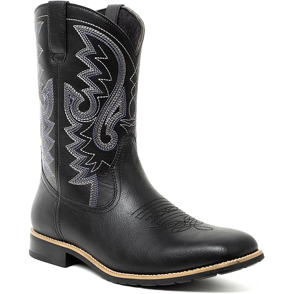 Amazon.com | Western Square Toe Boots for Men (Brown (Bull Design