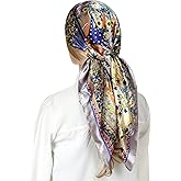 RIIQIICHY Head Scarf for Women Like Silk Satin Scarf for Hair Wrapping at Night Bandana Square Scarf for Sleeping 35 Inch