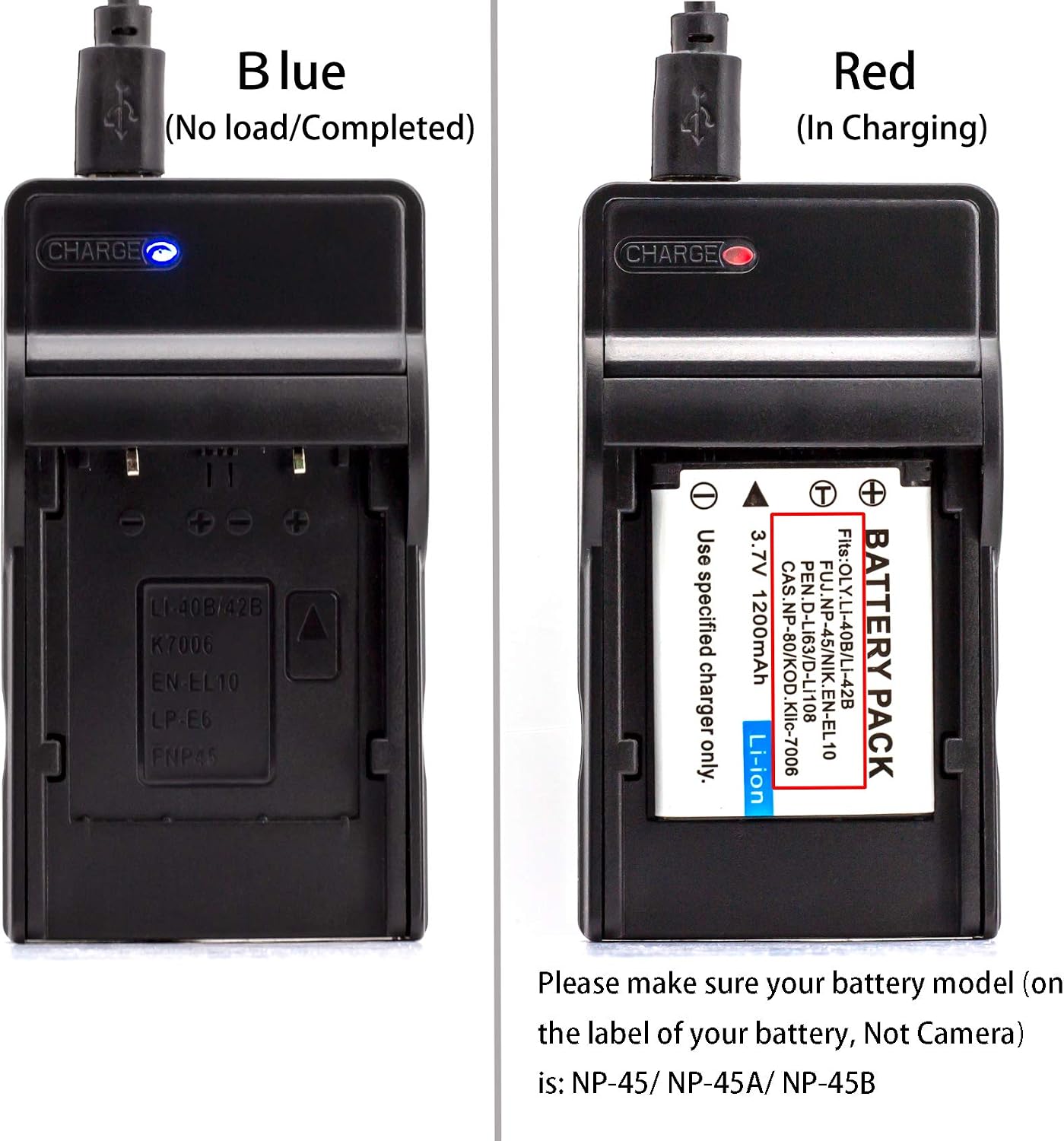 Norifon NP-45 USB Charger for Fujifilm FinePix JX250, JX400, J38, J10, J20, JX520, JX580, JX300, JX680, JX370, JV200, JV100 - Image 5