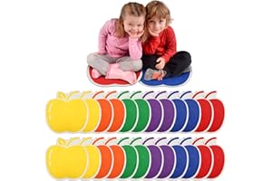 Shellwei 24 Pcs Kids Carpet Circle Seats 18 inch Print Pillow Circle Children's Mats Rug Mats Round Soft Floor Mat for Home School Classroom Story Time Group Activity Play Areas (Apple)