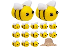 STOBOK 25pcs Wool Felt Bees Bumble Bee Balls Mini Crafts Ball for Nursery Tent Decoration DIY Craft Car Seat Grasping Bead To