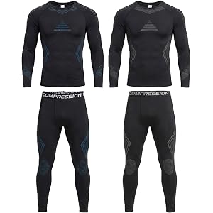 WishStone 2 Pack (4 Pcs) Winter Base Layer Men Fleece Lined Mens Long Johns Thermal Sets for Hunting Hiking Outdoor Gear