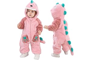 LOLANTA Baby Animal Rompers Dinosaur Jumpsuit One-piece Costumes, Warm Flannel, for Toddler 1-4 Years Halloween Birthday