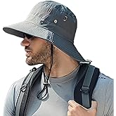 Men's Beach-Sun-Hat UPF50+ Wide-Brim Sun-Protection Mesh-Fishing Hat Outdoor Foldable-Bucket Safari Hat Boonie Cap