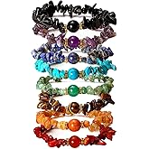 MILAKOO 7Chakra Chip Stone Bracelets for Women Natural Crystal Healing Reiki Yoga Beads Anxiety Cuff