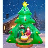 anroog 7ft Christmas Tree Inflatable Outdoor Decoration Inflatables Nativity Scene Jesus Blow Up Yard Decorations Built-in LED Lights Xmas Garden Lawn Outside Decor