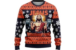 Jesus Ugly Christmas Sweater for Women - Weightlifting Unisex Crewneck Sweatshirt for Men Women BG2577