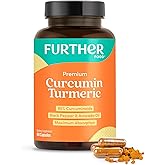 Further Food Premium Curcumin Turmeric Capsules 500mg – Organic, High Potency with Black Pepper & Avocado Oil