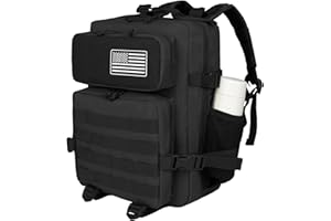 TBNBO 25L Small Black Military Tactical Backpack for Men, Laptop Daypack for Work and Gym, Molle Back Pack for Motorcycle, Assault Pack EDC Bug Out Bag, Hiking Fishing Rucksack with Bottle Holder
