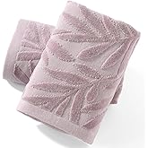 sense gnosis Jacquard Full Embossed Velvet Salix Leaves Pattern Hand Towel Set of 2 Super Soft 100% Cotton Highly Absorbent Decorative Hand Towels for Bathroom Spa 13x 29 Inch, Purple