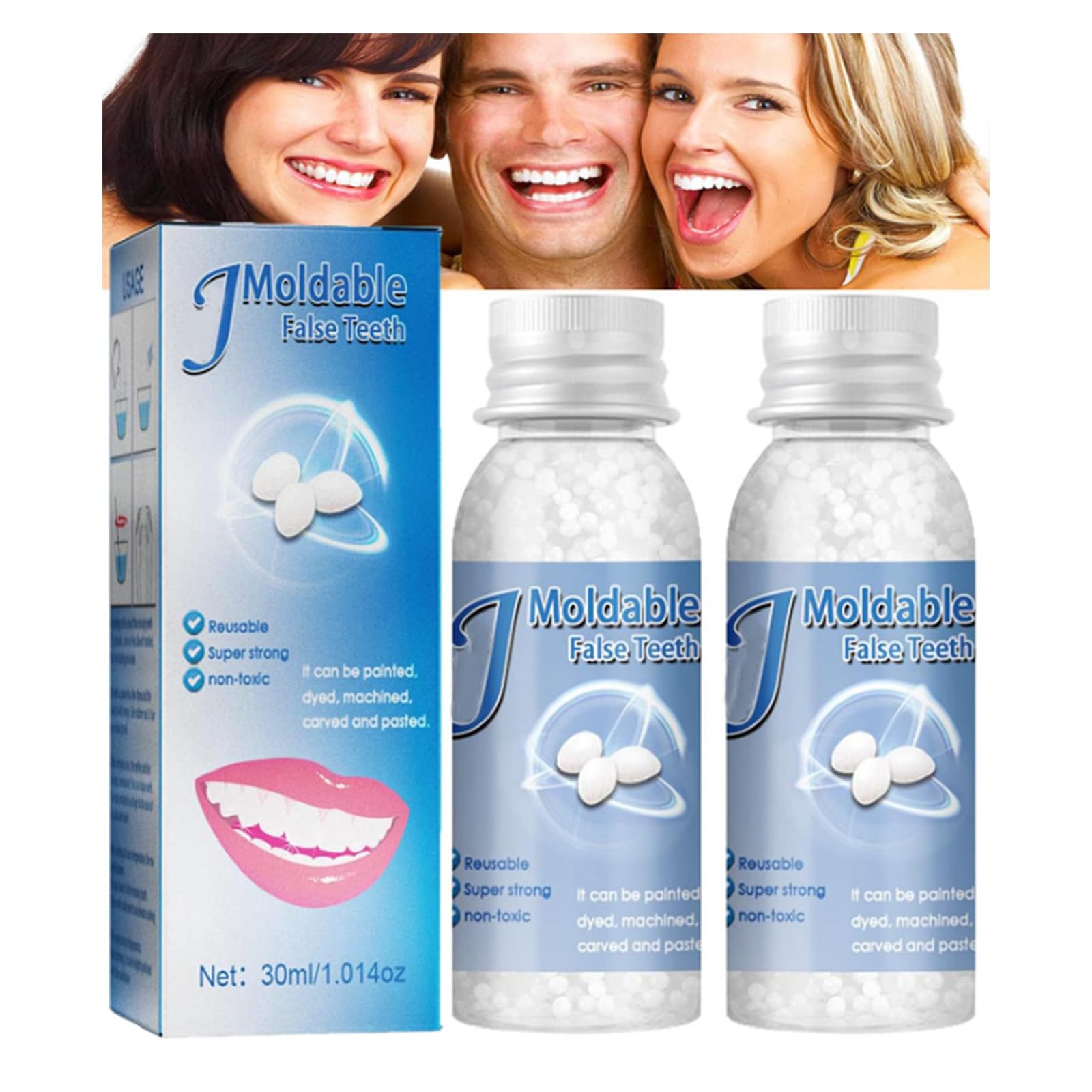 SUNDEER False Teeth Tooth Repair Granules, Temporary Kits, DIY Moldable - Beads, Bonding Kit for Fix The Missing and Broken Tooth, Instantly Confident Smile (2PC)