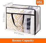 Lifewit 3 Pack 95L Clear Plastic Storage Bags with Handles Wardrobe Organizer view 3