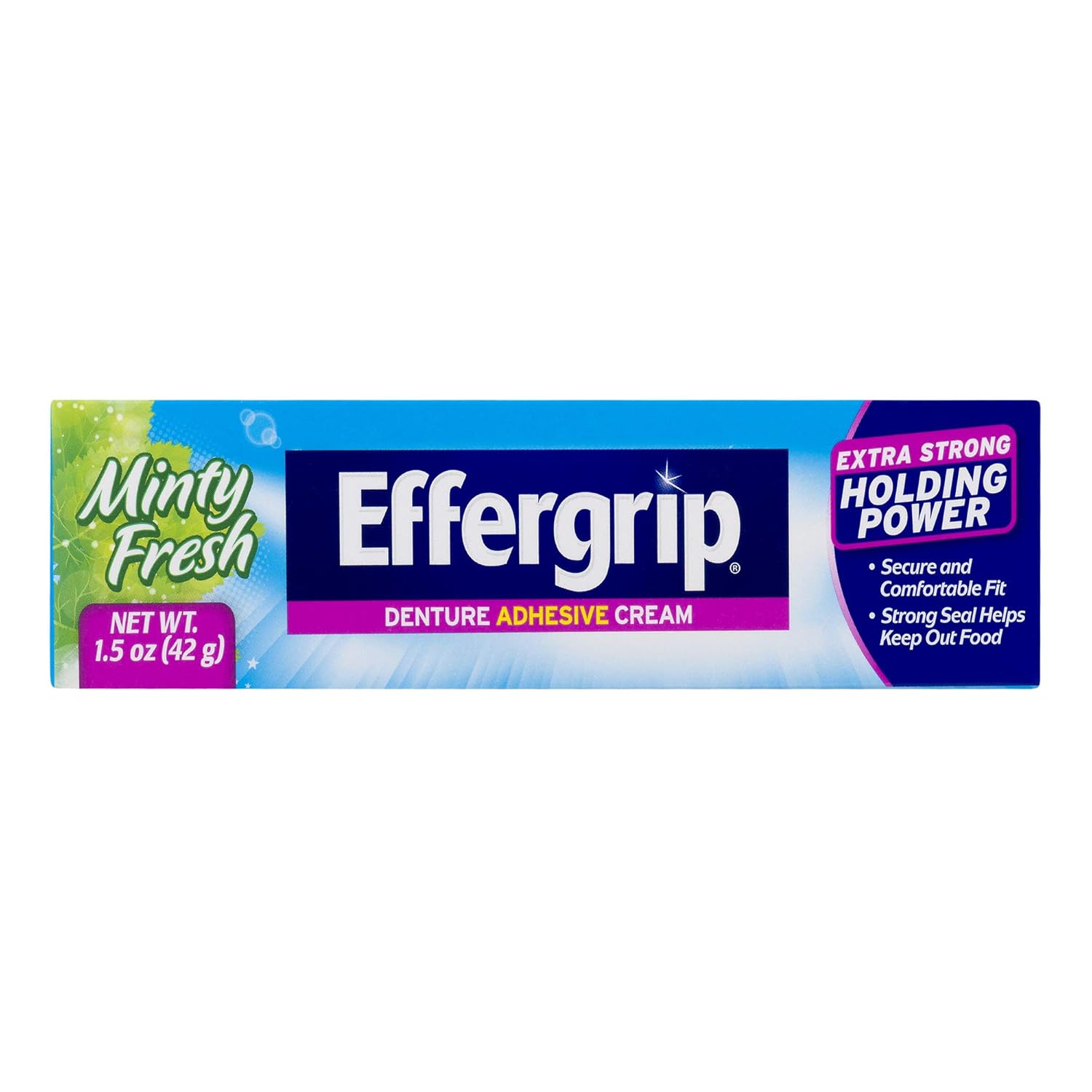 Effergrip Denture Adhesive Cream, Extra Strong Holding Power, 2.5 oz (814832010317) : Beauty