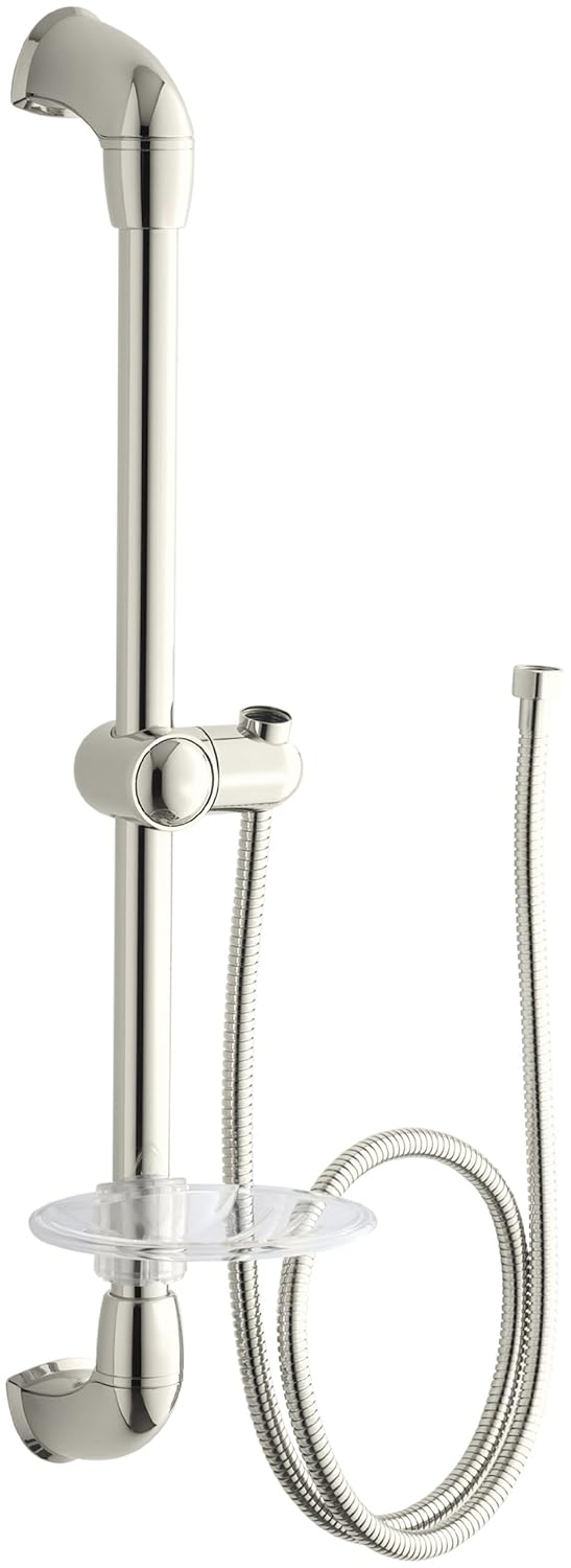 KOHLER K8516SN MasterShower Slide Bar Kit, Vibrant Polished Nickel
