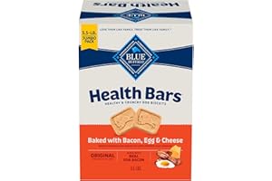 Blue Buffalo Health Bars Crunchy Dog Biscuits, Oven-Baked with Natural Ingredients, Bacon, Egg & Cheese, 3.5-lbs Box